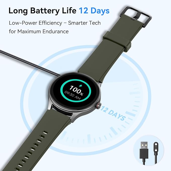 Smart Watches for Women Men, 1.27" Round Fitness Watch for Android iPhone with Bluetooth Calls (Make/Answer), AI Voice Command, Heart Rate/SpO2/Sleep Monitor, 12 Days Battery, IP68 Waterproof