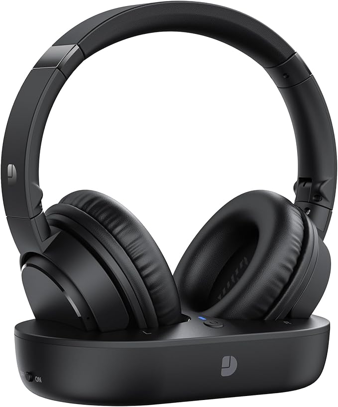 Dytole Wireless Headphones for TV, TV Headphones Wireless for Seniors with Transmitting Charging Dock, 65H Battery, Ultra-Low Latency Audio, Fit Father's Day Thanksgiving Birthday Gift for Parents