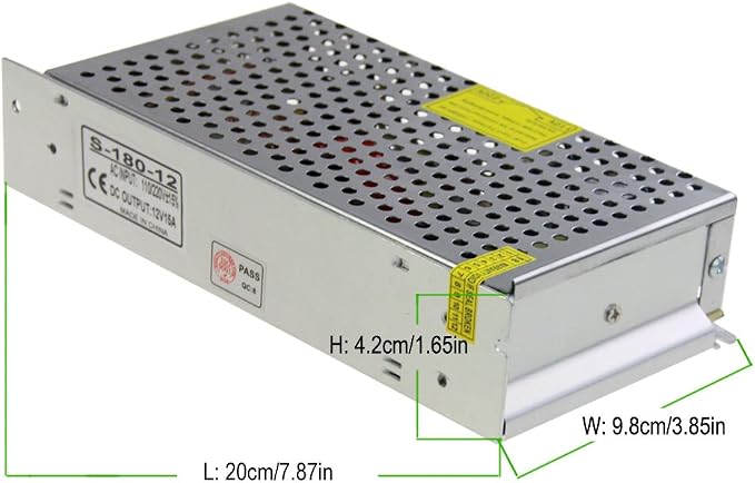 ALITOVE 12V 15A 180W Power Supply Transformer Switch AC 110V / 220V to DC 12V 15amp Switching Power Adapter Converter LED Driver for LED Strip Light CCTV Camera Security System