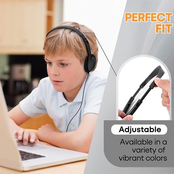 Bulk Headphones 100 Pack for Classroom School Kids, Wholesale Wired Durable Earphones Class Set for Students Children Toddler Teens Boys Girls and Adult (HY857,100 Black)