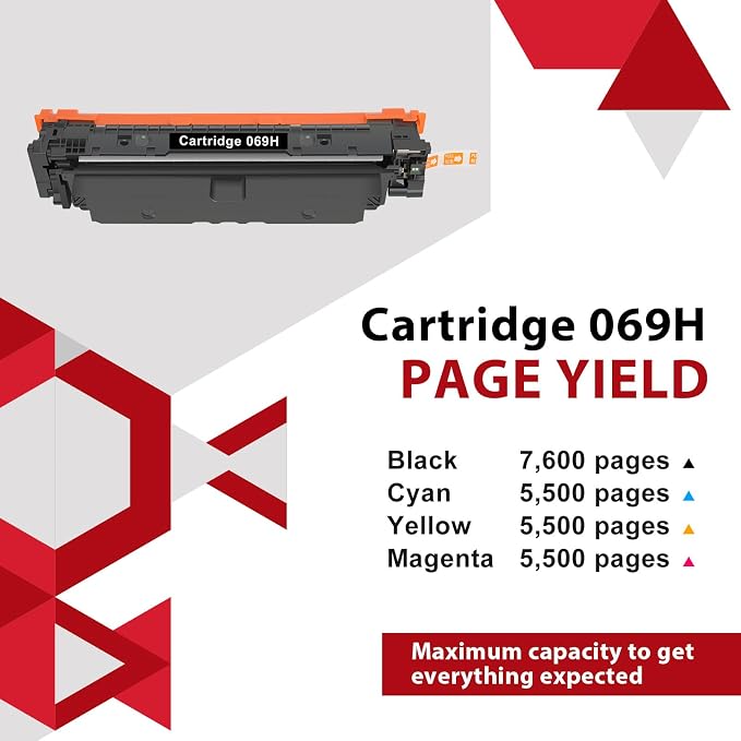 069 069H Toner Cartridge Set MF753Cdw MF751Cdw High Capacity Compatible for Canon 069H Toner for Canon Color ImageCLASS MF750C LBP674C Series LBP674Cdw Printer Ink Black Cyan Yellow Magenta 4 Pack
