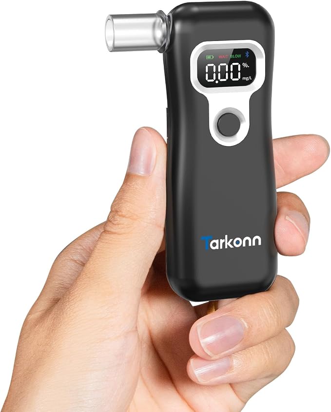 Smart Personal Breathalyzer - 8MM Fuel Cell Sensor Alcohol Tester with Bluetooth App, Portable Pocket Size for Personal Accountability & Social Safety, Real-Time Tracking, 6 Mouthpieces