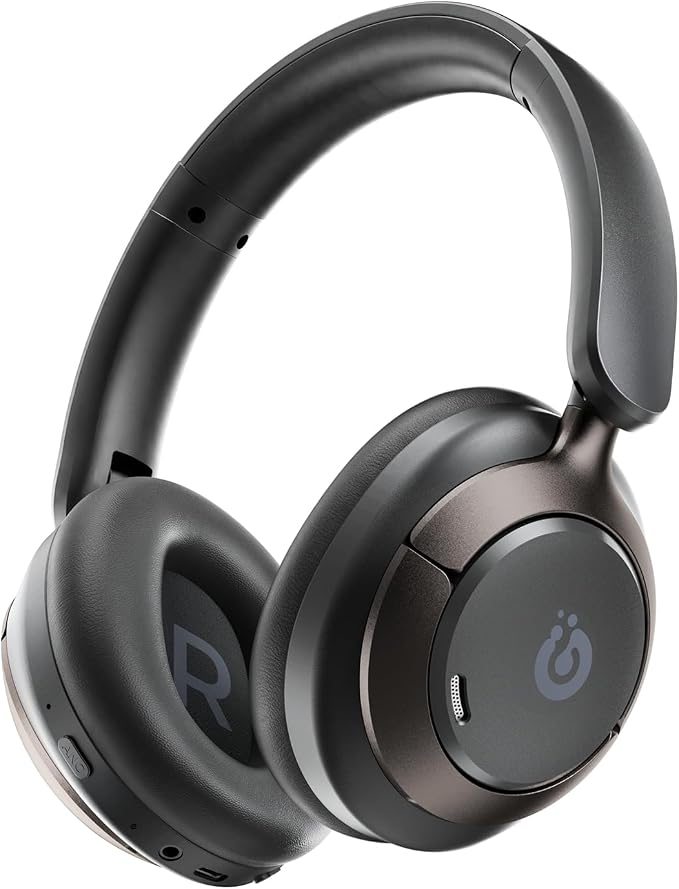 Boean Active Noise Cancelling Headphones, Bluetooth 6.0 Wireless Headphones with 120H Playtime, Soft Foam Over Ear Headphones with 360° HD Audio & 5 ENC Mics, Deep Bass Stereo Headset for Travel Game