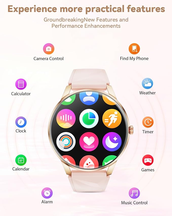 Smart Watches for Women (Android/iPhone), 1.32'' AMOLED Smart Watch with Make/Answer Call, Heart Rate, SpO2, Sleep Monitor, 110+ Sport Modes Fitness Tracker Watch, 2Bands