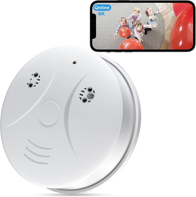 HD 1080P Hidden Smoke Detector, WiFi Mini Spy Camera, Small Nanny Cam with Motion Detection, Indoor Wireless Surveillance for Home Security/Office with app, No Audio
