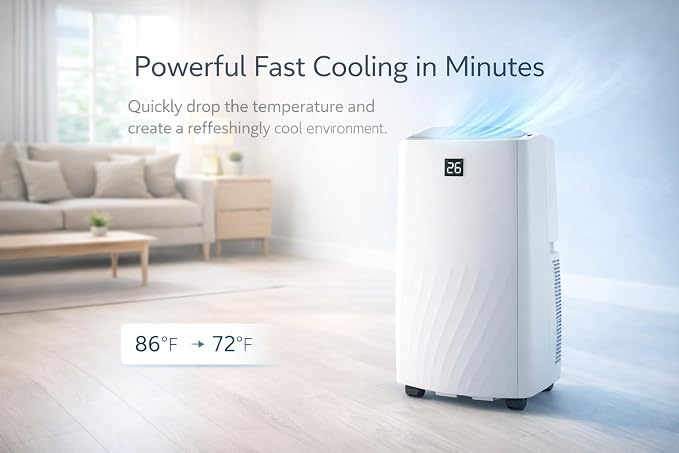 GarveeLife 14,000 BTU Portable Air Conditioners, Portable AC Unit with Fast Cool, Heat Mode, Ventilator, Dry, 4-in-1 Air Conditioner Portable, Remote & Installation Kit, for Room, Study, Dorm