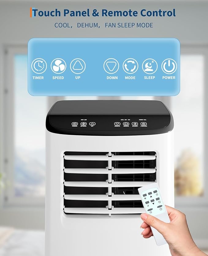 Garvee 8,000 BTU Portable Air Conditioner, 3-in-1 Portable AC Unit with Remote Control, Cool, Dehumidifier & Fan Modes for Rooms up to 350 sq.ft, with Sleep Mode, 24 Hours Timer, and Window Kit