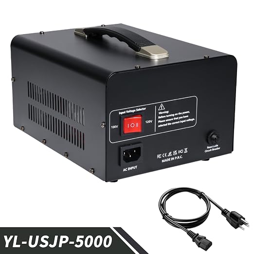 Yinleader 120V to 100V US to Japan Voltage Converter Step Down/Up Transformer for Japanese Industrial or High-Power Use in US(5000W)