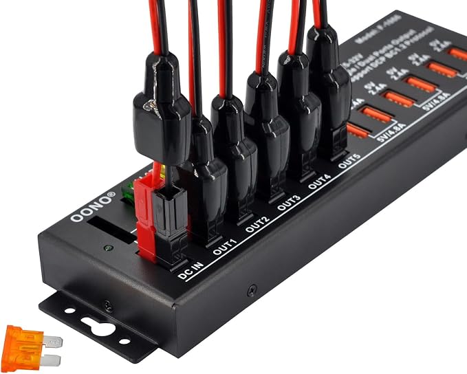 40Amp DC Power Splitter Distribution Module, 5 Power Pole Ports and 6 USB Ports Output