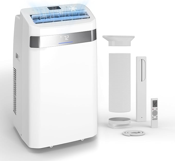 Portable Air Conditioner 14000 BTU, Cools Rooms up to 700 Sq. Ft, Portable AC Unit with Cooling, Dehumidifier & Fan Mode, Sleep, 24-Hour Timer, Remote Control, Window Installation Kit 1piece