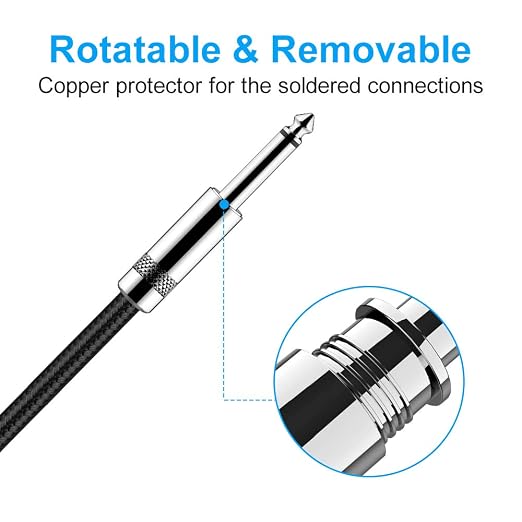 New Bee Guitar Cable 6ft Electric Instrument Cable Bass AMP Cord 1/4 Straight to Straight for Electric Guitar, Bass Guitar, Electric Mandolin, Pro Audio, Black