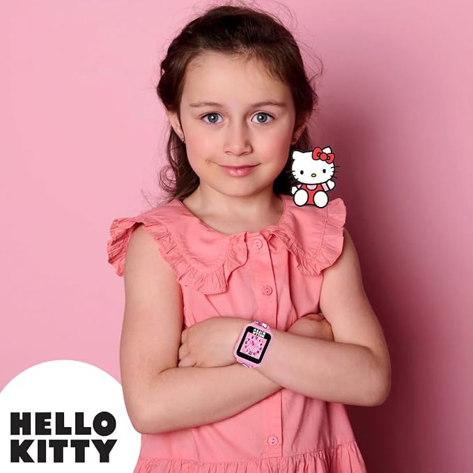 Hello Kitty Kids Smartwatch - Interactive Touchscreen with 10 Watch Faces, Camera, Games, Alarm, Step Tracker & More - Fun Gift for Girls with Pink Silicone Strap - Fits Wrists 5.5'' to 8.0"