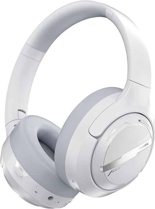 Black Shark JoyBuds Max Active Noise Cancelling Headphones, 50H Playtime Wireless Over Ear Headphones with Microphone, Bluetooth 5.4 Gaming Headsets Comfort Fit Ear Cups, 6EQ Modes via APP (White)