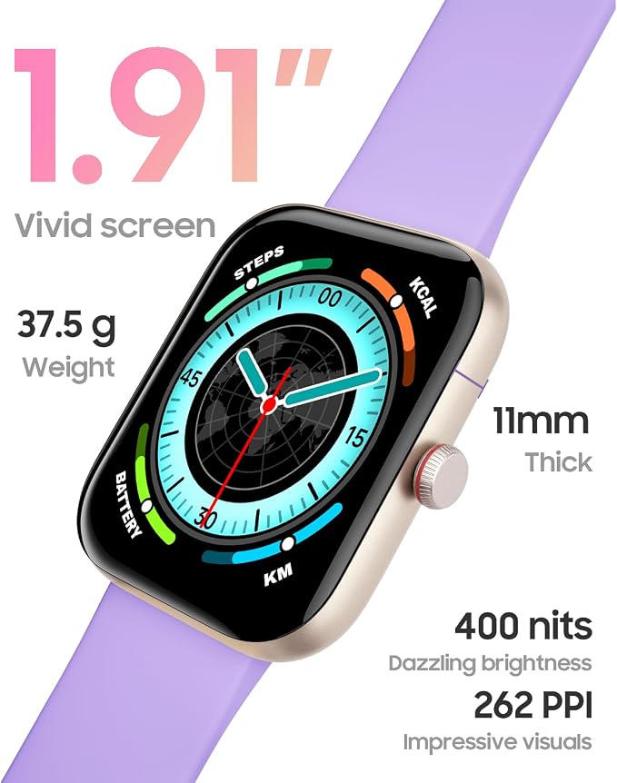 TOOBUR Smart Watch for Women, Alexa Built-in, Answer/Make Calls, 1.91" HD Screen Fitness Watch, IP68 Waterproof, 100 Sports, Heart Rate Monitor, Sleep Tracker, Smartwatch Compatible Android iOS, Lilac