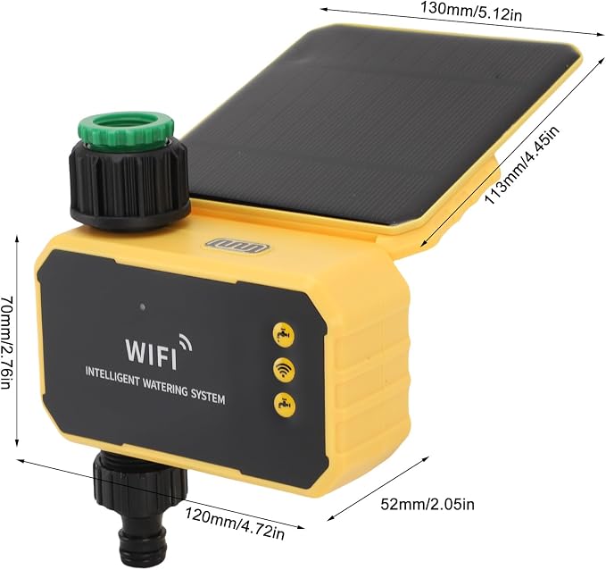 ciciglow Sprinkler Timer, Solar Single Way Valve Water Timer with Rain Delay, Automatic Watering System Digital Irrigation for Garden Courtyard