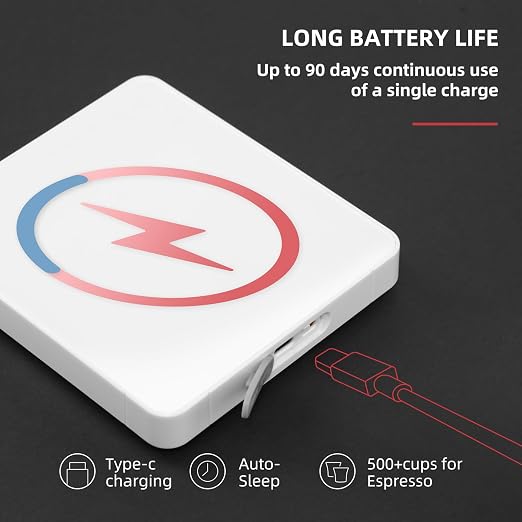 Portable Coffee Scale,Electronic Digital Espresso Scale with Timer,2kg/0.1g High Precision,USB Type-C Charging,Rechargeable 1800mAh Battery White