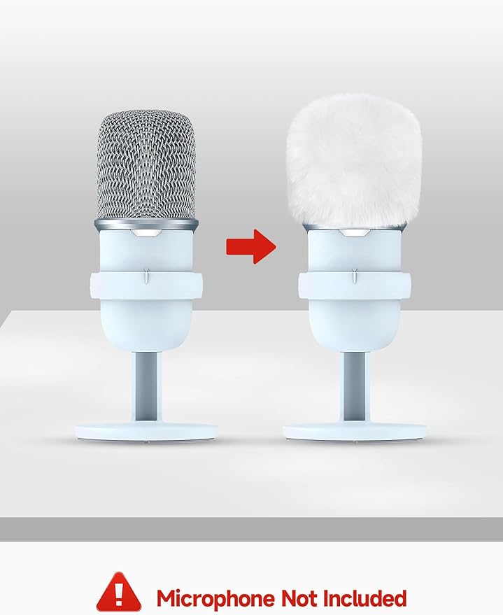 YOUSHARES Blue Yeti Pop Filter - Microphone Cover, Furry Wind Muff, Mic Windscreen for HyperX SoloCast | Yeti | Nano | Fifine AM8 | Razer Seiren / V3 Mini and More USB Mics, White