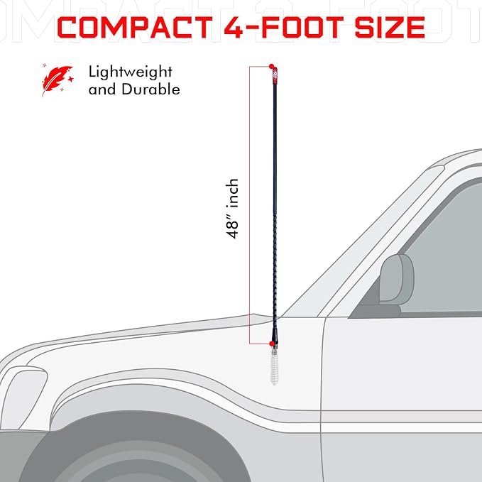 Prostick 4` Foot Fiberglass 1000 Watt - Black CB Radio Antenna