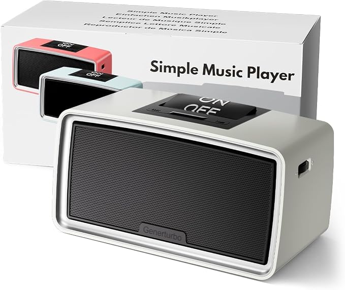Large Button Simple Music Player for Seniors, Easy MP3 Player for Elderly, Dementia, Blind,Alzheimer's & Visually Impaired, Music Box with 32GB TF Card, One-Touch Play (Gray)