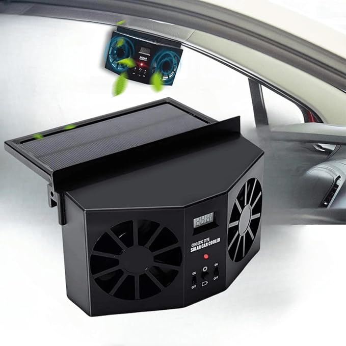 Solar Powered Car Fan, Window Exhaust, Air Vent Radiator, Energy Cooling for Car Backseat or Frontseat, Vehicle Ventilation Fan