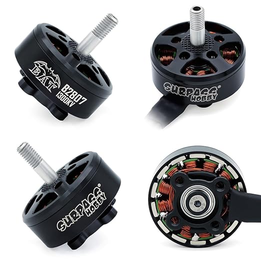 4pcs Surpass B2807 1300KV Brushless Motors CW/CCW for 5-6S FPV Racing Drone Quadcopter Motor with 250mm 18AWG Silicone Wires (Black)