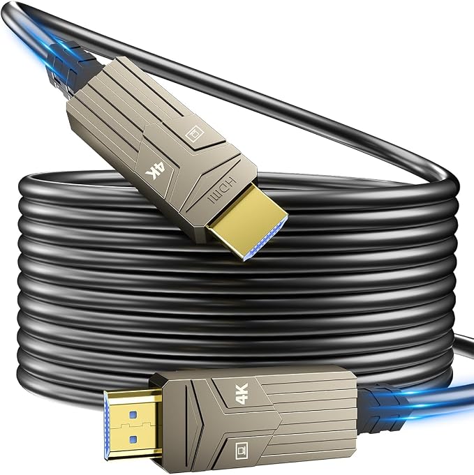 Soonsoonic Fiber Optic HDMI Cable 150ft,18Gbps 4K@60Hz(4:4:4) Unidirectional Active 2.0 Cord,Support HDR10 ARC HDCP 2.2 3D CEC Atmos DTS:X, Ultra high Speed Flexible and Slim（45m）