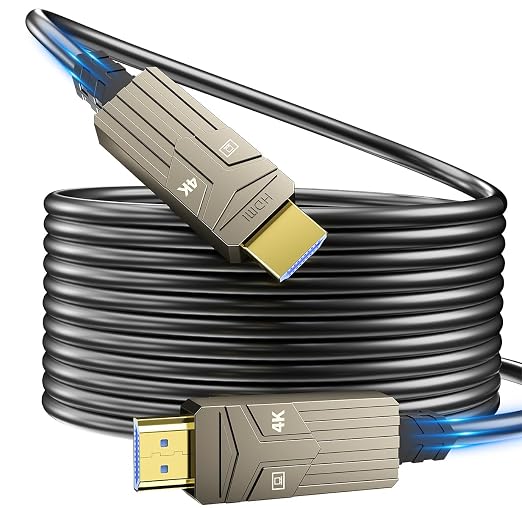 Soonsoonic Fiber Optic HDMI Cable 100ft,18Gbps 4K@60Hz(4:4:4) Unidirectional Active 2.0 Cord,Support HDR10 ARC HDCP 2.2 3D CEC Atmos DTS:X, Ultra high Speed Flexible and Slim（30m）