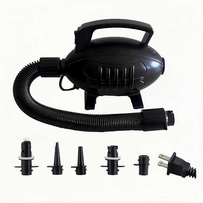 Electric Air Pump for Inflatables,Inflator/Deflator with 5 Detachable Nozzles, 110-120V AC, 600W, 510L/min, Suitable for Boat Fenders,Air Mattress, Pool Floats, Raft,Water Sports