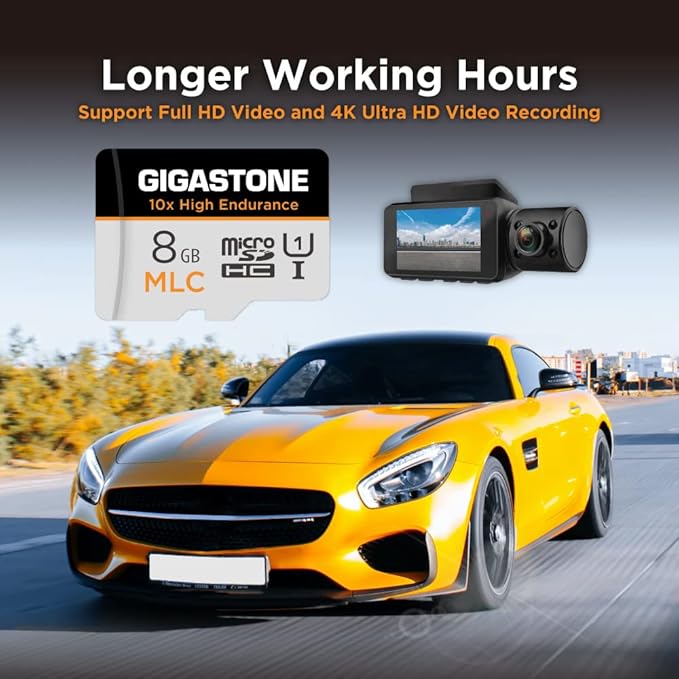 [10x High Endurance ] GIGASTONE Industrial 8GB MLC Micro SD Card 10-Pack, Full HD Video Recording, Dash Cam, Surveillance Compatible 85 MB/s, U1, with Adapter [5-Yrs Free Data Recovery]