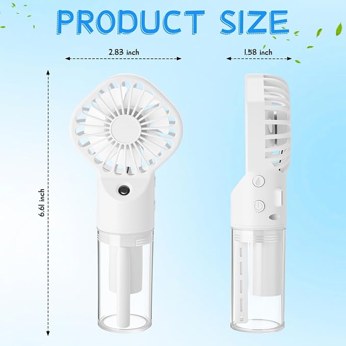 6 Pack Misting Fan Portable Mini Handheld Rechargeable Fans with 4 Speeds Water Spray Fan Personal Cooling Fans for Travel Camping Outdoor Home Office Makeup Commute(White)
