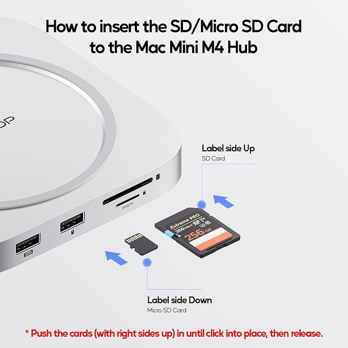 Mac mini M4 Dock with 8TB M.2 SSD Enclosure (SSD NOT Included), Mac mini M4/ M4 Pro Hub Stand with HDMI 4K@60Hz, 2024 MacMini USB C Hub Accessories, 3 USB A, SD/TF, 3.5mm Audio