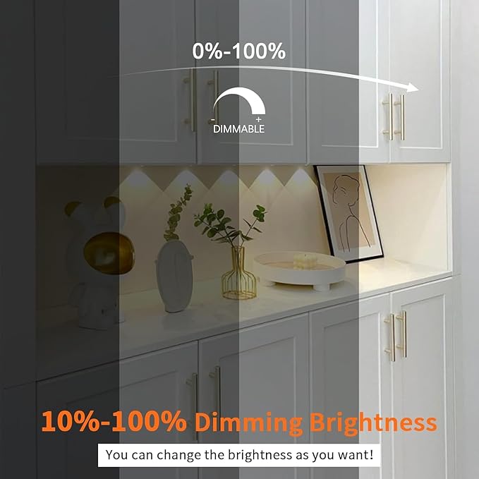 VST Under Cabinet Lights CCT 3000K-6000K, Puck Lights Color Temperature and Brightness Adjustable with Touch Switch and ETL Listed Led Driver, Plug in Led Light for Kitchen Under Cabinet 10pack