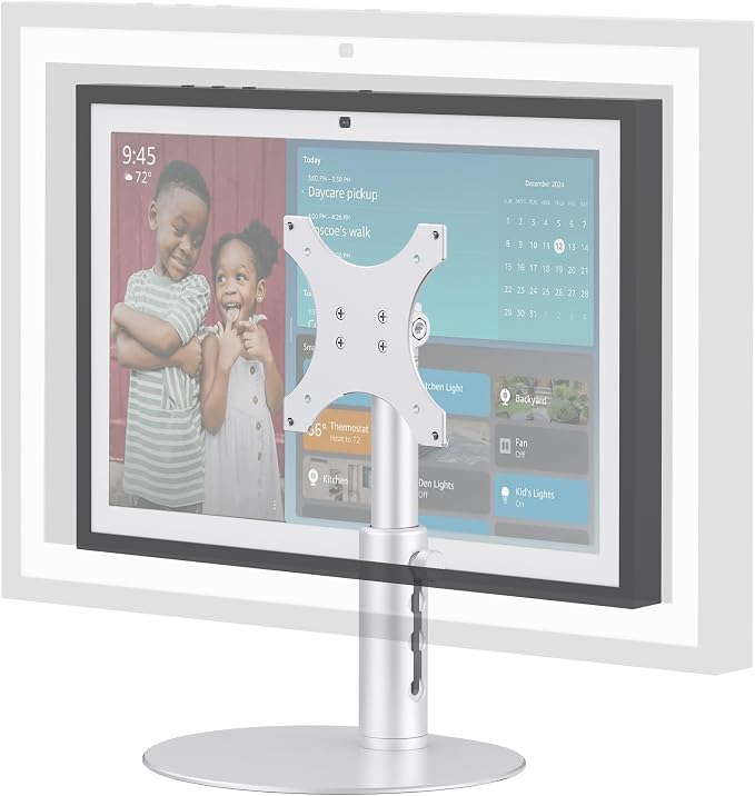 Laivli Desk Stand for Show 15(Gen 1, Gen 2) and Show 21, Silver 4-Level Height Adjustable and Tiltable Holder, Aluminum Mount with Anti-Slip Base, Easy Setup Compatible with Echo Show 15/21 (Standard)
