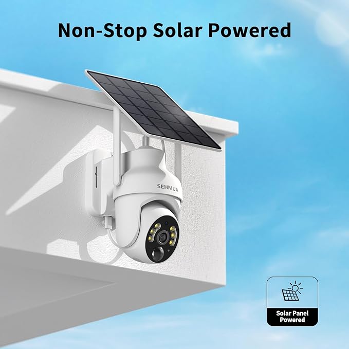 SEHMUA 2K Solar Security Cameras Wireless Outdoor, 2 Pack 360° View Pan/Tilt WiFi Security Camera Outside with Color Night Vision,Easy to Install, PIR Alarm, 2-Way Audio