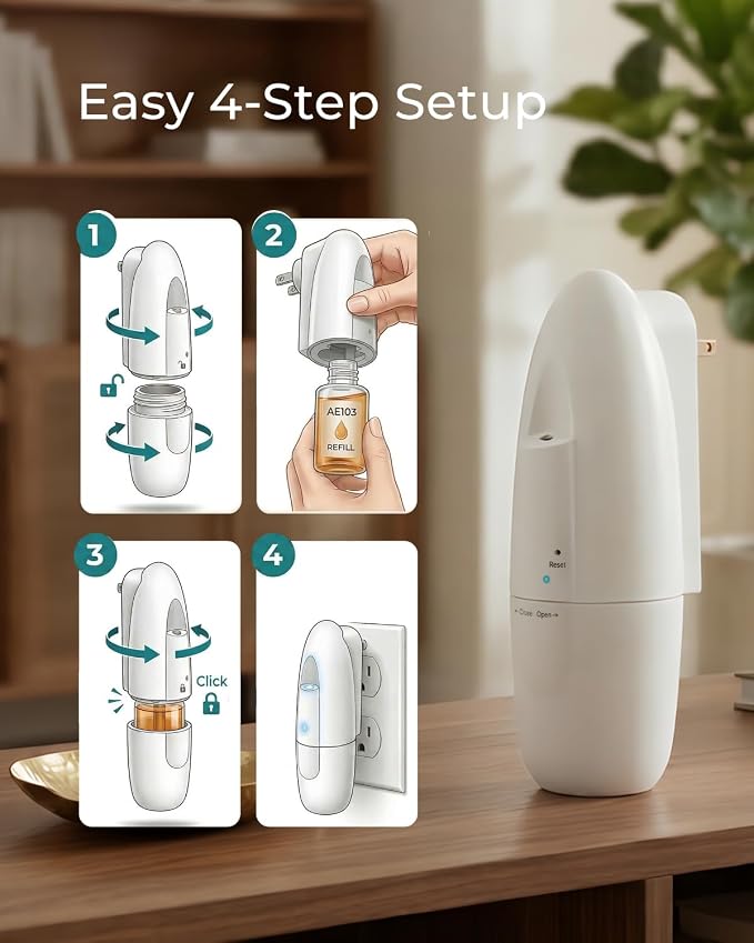 Smart Plug-in Waterless Oil Diffuser, Bluetooth/App Control, Up to 800 Sq Ft Coverage, Silent Cold-Air Diffuser for Home & Office, No Water, Pet & Kid Safe