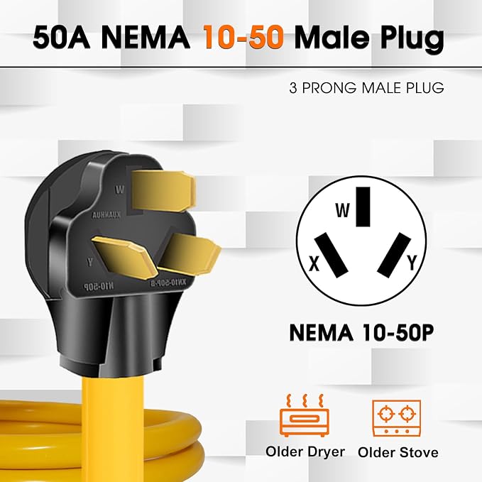50Amp to 20Amp 110V Adapter, Compatible with NEMA 10-50P to 4X 5-20R/15R with 20 Amp Circuit Breaker, 220/250V Electrical Stove/Range/Oven Male Plug Gas 110/125V Power Convert Adapter(3 FT)