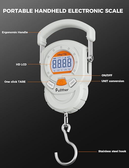 Fish Scale, Max 130lbs Fishing Scale,Multi-Mode Pound/Ounces & Kilograms,LCD Display