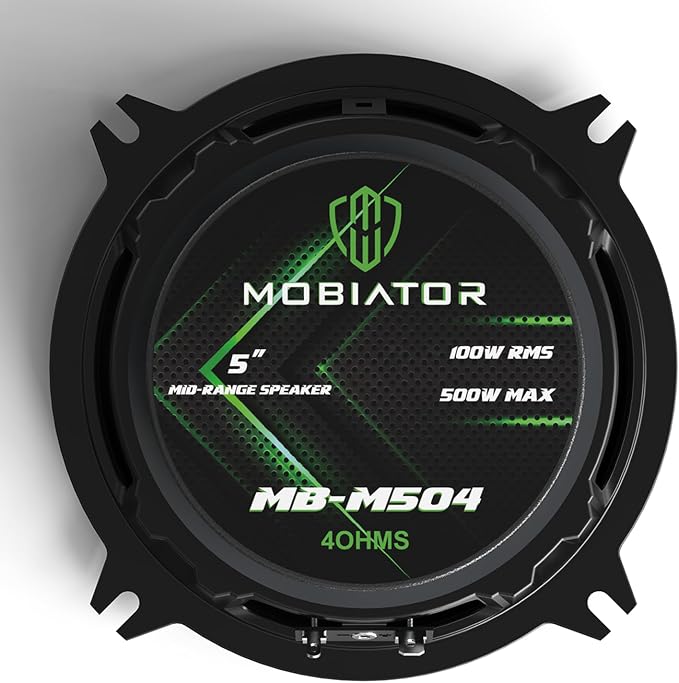 Midrange Loudspeakers MB-M504 5'' 500W Max, 4 Ohms High Efficiency Car Audio Door Speakers for Car or Truck Stereo Sound System-Black (2 Speakers) (MB-M504)