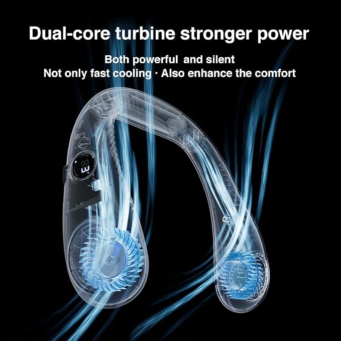 Hanging Neck Fan, Portable Bladeless Fan with 360 Degree Cooling, Hands-Free Design, Fast Cooling for Outdoor Use, 2000mAh Battery Operated (Green)