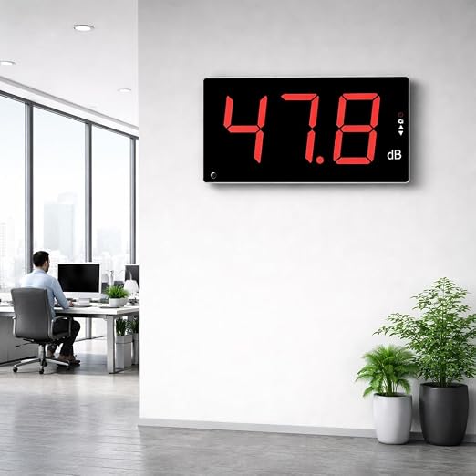 Wall Mounted Sound Level Meter, 30-130dB Digital Decibel Meter with Alarm, ±1.5dB Accuracy Noise Monitor, Type-C/Battery Powered Sound Level Monitor for Factory Office Home Noise Monitoring