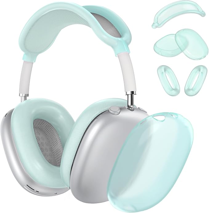 Silicone Case Cover for AirPods Max Headphones, Ear Pad Case Cover/Ear Cups Cover/Headband Cover for AirPods Max 2/1 (2026/2024/2020)(USB-C/Lightning), Accessories for Apple AirPod Max 2, Foggy Blue