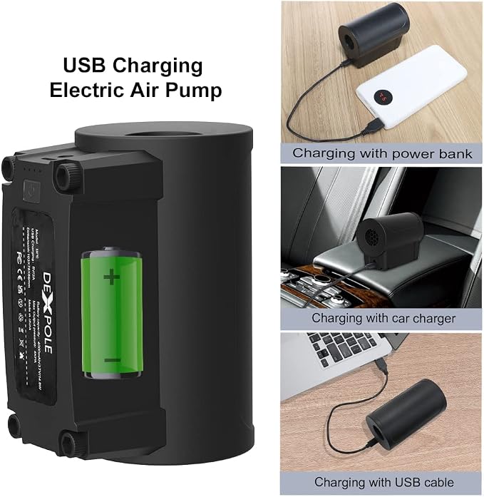 Electric Air Pump, Portable Air Pump for Inflatables, Rechargeable Pumps with Nozzles for Air Mattress,Swimming Rings,Padding Pools