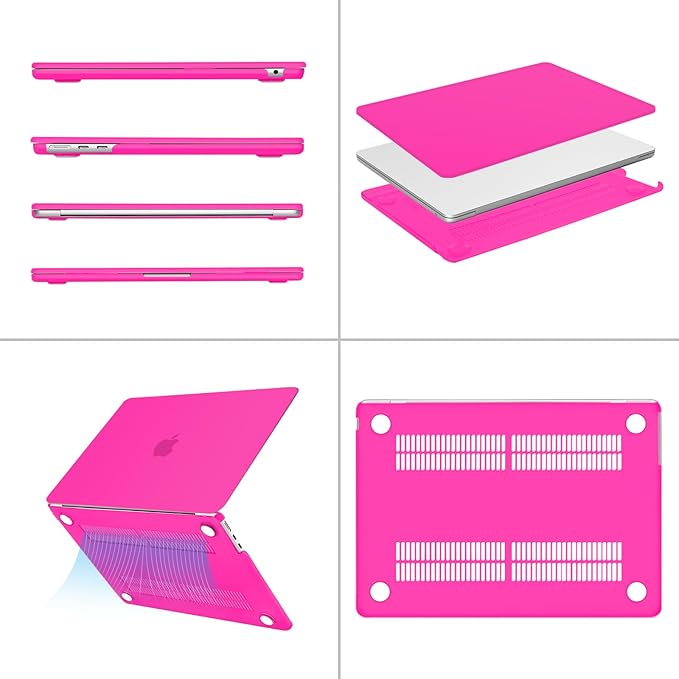 MOSISO Compatible with MacBook Air 13 inch Case M5 2026 M4 2025 M3 M2 2024-2022 A3449 A3240 A3113 A2681, Hard Shell&Keyboard Cover&Screen Film&Type C for MacBook Air 13.6 inch Case, Bright Rose