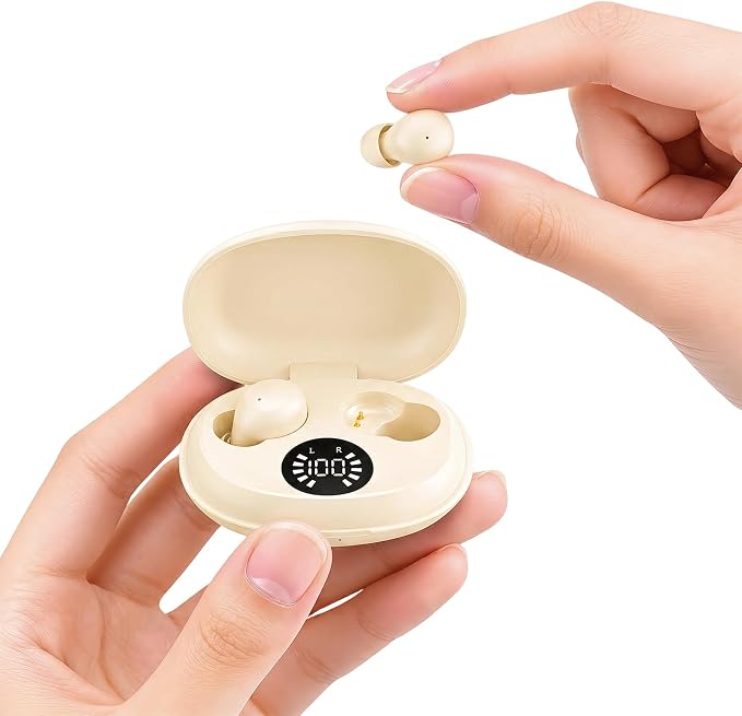Xmenha Mini Invisible Small Earbuds Wireless Bluetooth Ear Buds for Small Ears Women Invisible Hidden Headphones Discreet Smallest Micro Tiny Comfortable Flesh Colored Skin Color Earbuds for Work