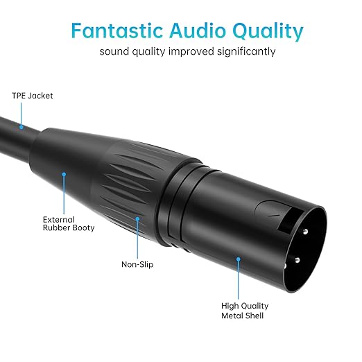 XLR Cable Male to Male + Female to Female, 3-Pin, Black, 25 AWG, 20 AWG, Microphone, Indoor, Connecting Microphones to Audio Equipment
