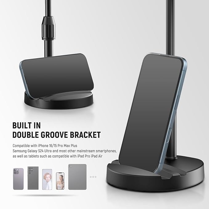 NEEWER Basics 5"/13cm Desk Ring Light with Stand, Phone Holder Base, 10W LED Selfie Light Compatible with iPhone for Video Recording Laptop Webcam Zoom Video Conference Lighting Makeup, Black BR60