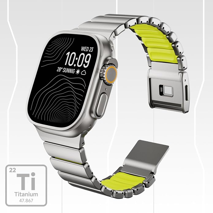 Magnetic Titanium Band Compatible with Apple Watch Ultra 3/2/1 Band 49mm Series 11 10 46mm 45mm 44mm 42mm SE 3/2/1 9 8 7 6 5 4,Luxury Silicone Dual-Layer Link For iwatch Men Women