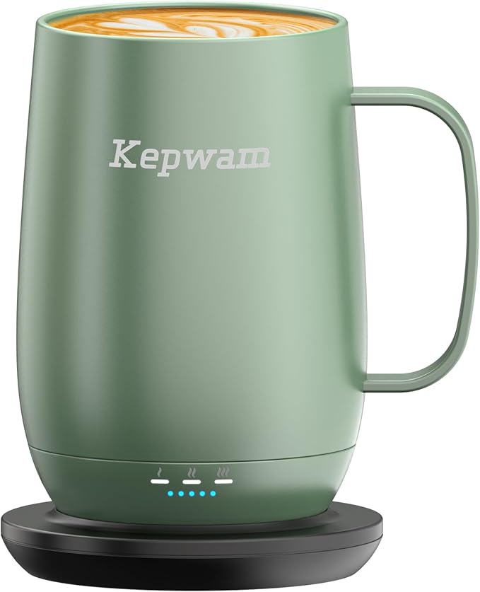 Kepwam Smart Heated Coffee Mug T2-Plus, 20oz Rechargeable Self Heating Coffee Mug with 8-Hour Battery & Temp Control, Perfect Coffee Warmer Gift for Men Women