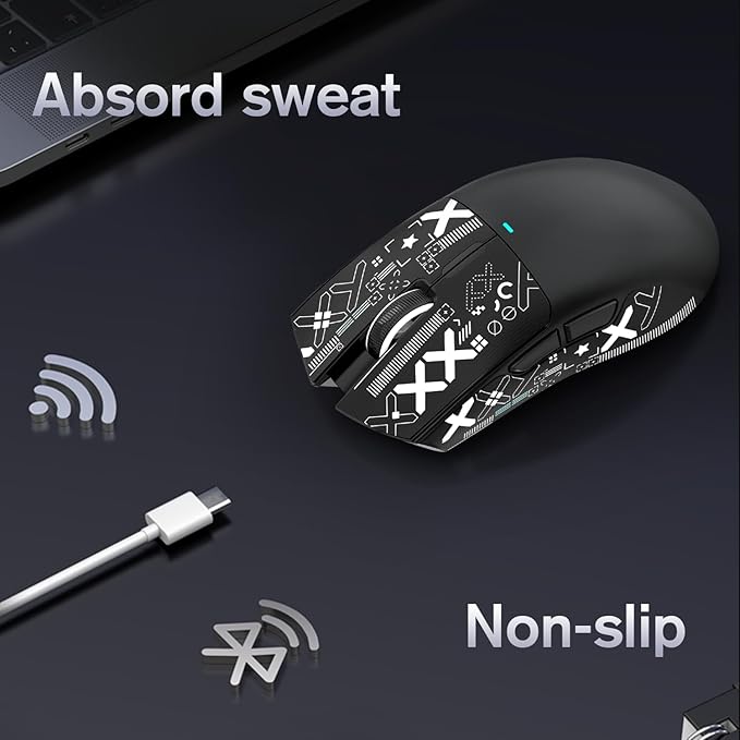 MAGIC-REFINER Attack Shark Gaming Mouse Anti-Slip Grip Tape, Compatible with Superlight Wireless pc Mouse,Sweat Resistant，Fine Feel,Cut to Fit，Cool Mouse Skins for Video Games/Office/Study(Black)