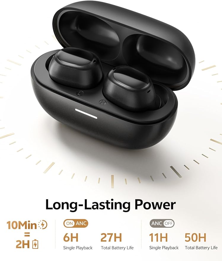 QCY MeloBuds A30 Aadptive Active Noise Cancelling Wireless Earbuds, 8 Mics ENC Clear Call Ear Buds, 60dB ANC Hi-Res Audio Bluetooth 6.0 Headphones, Comfort Lightweight, IPX5 Waterproof Earphone